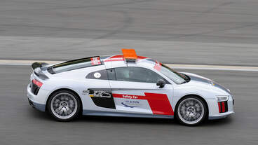 Audi R8 V10, Saftey Car des ADAC GT Masters beim Einsatz wärend des Formel 3 Rennen in Spa Francorchamps am 20.6.2015