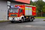 Feuerwehr Hanau Mitte MAN TGA WLF (Florian Hanau 1-66-1) mit AB-Gefahrgut am 04.10.25 bei einen Fototermin.