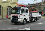 Bern Mobil - MAN mit Spezialaufbau fr Fahrleitungskontrollen der Tramanlagen unterwegs in der Stadt Bern am 14..1.2025