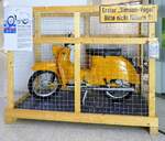 Suhl, im Eingangsbereich des Fahrzeugmuseums steht diese  Schwalbe , April 2025