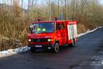 Feuerwehr Büdingen Lorbach Mercedes Benz Vario TSW-W (Florian Büdingen 9/48) beim Abrücken am 31.01.26 nach einer Großübung in Büdinger Gewerbegebiet 