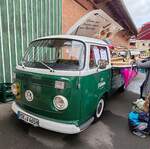 =VW T2 als Ausschankwagen und Werbetrger fr PLLECKEN-Bier, eingesetzt beim Ortsjubilum 1000 Jahre Groenbach im Juni 2025