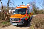 BRK Mercedes Benz Sprinter RTW am 07.03.26 in Kleinostheim bei einer Gro��bung
