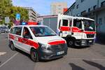 DRK Mercedes Benz Vito Betreuungsfahrzeug und MAN TGM GW-San bei der Katastrophenschutzbung Frankopia 2025 im Frankfurter Osthafen am 20.09.25