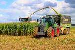 LU Norbert Mser Claas Jaguar 970 mit Fendt Vario 936 Abfahrer in der Wetterau im Oktober 2025