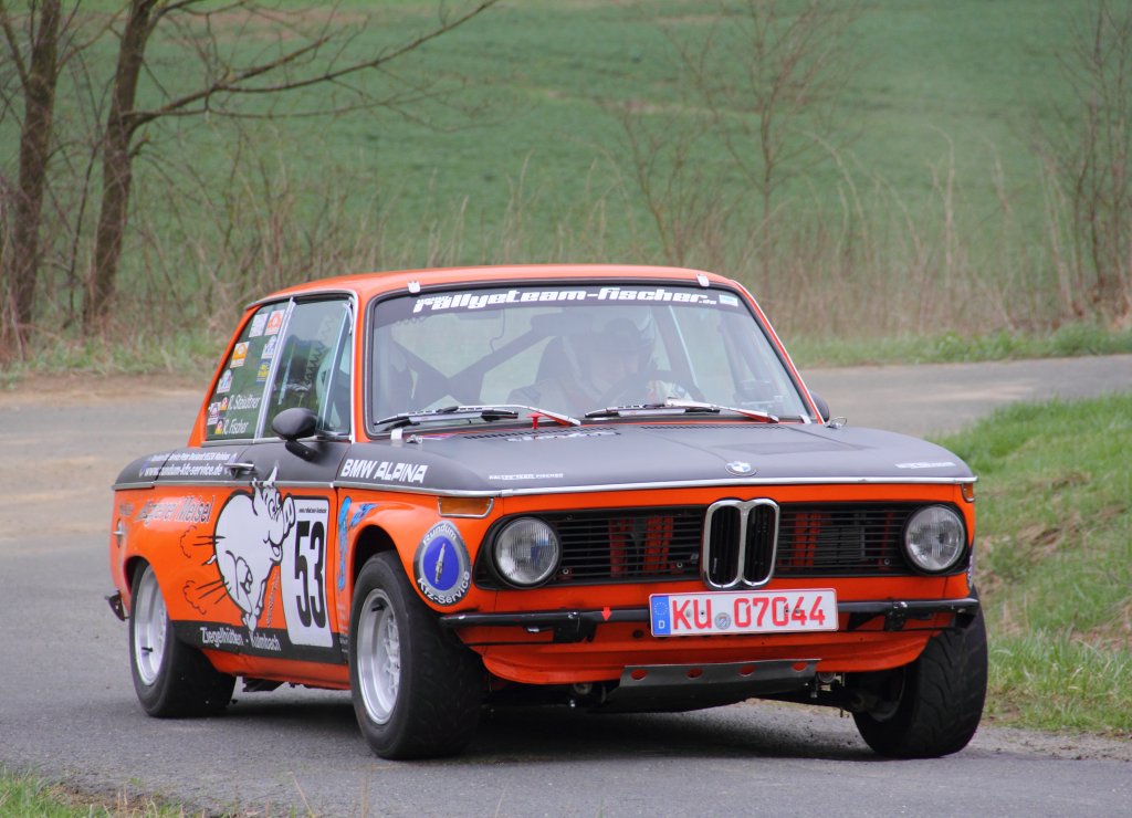 BMW 2002 ti WP1 der Rally Sonnefeld (AMC Hohe Alitz) am 20.04.2013. (Rainer Fischer/ Ralf Steudtner/ 53)