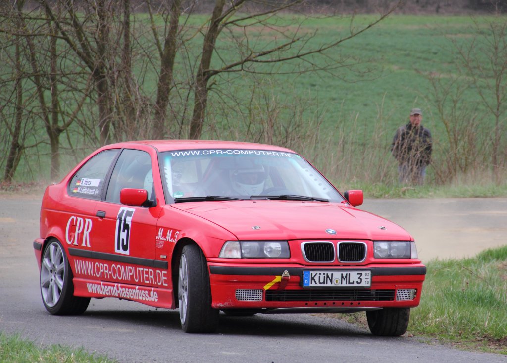 BMW 3er Compact WP1 der Rally Sonnefeld (AMC Hohe Alitz) am 20.04.2013. (Markus Lffelhardt/ Sarah Hess/ 15)