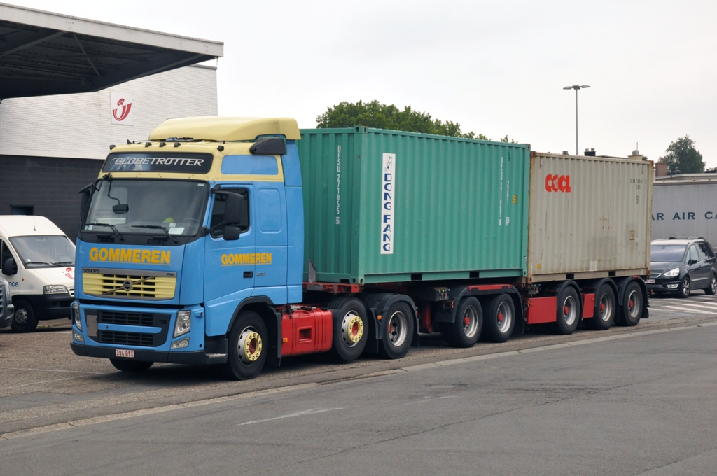 Containersattelzug mit Volvo FH der Firma Gommeren, Aufnahme am 05.06.2011 in der Nähe von Flughafen Antwerpen 