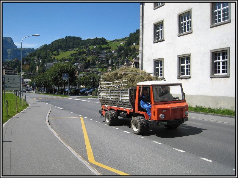 Dieses kleine Heuerntefahrzeug habe ich am 27.07.2009 in Engelberg in der Schweiz aufgenommen. Wenn ich die Beschriftung richtig erkannt habe msste der Hersteller des Fahrzeug die Firma Reform sein.