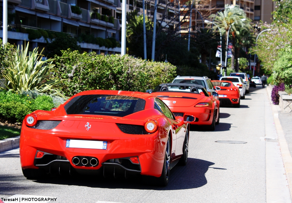 Ferrari 458, Hamann Hawk und Ferrari 430 in Monaco am 21.4.2012
