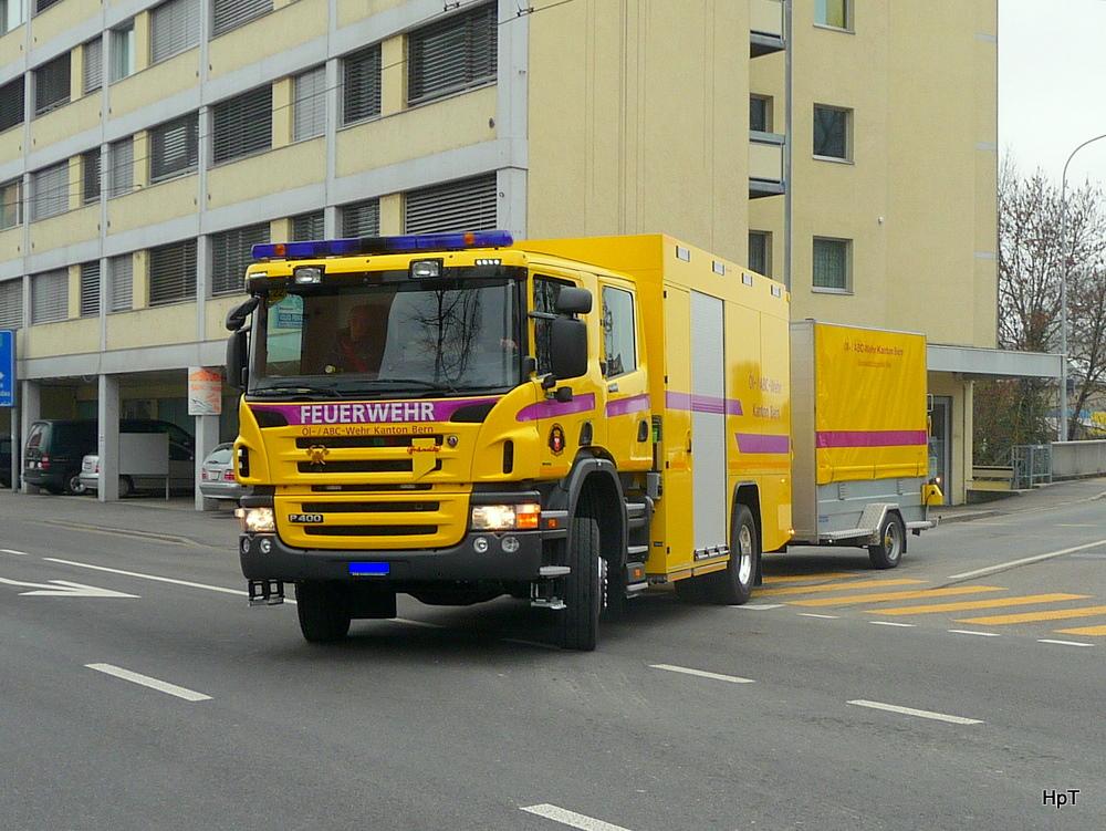 Feuerwehr Biel / Kanton Bern - Scania P400 mit Spez. Aufbau unterwegs am 26.02.2011