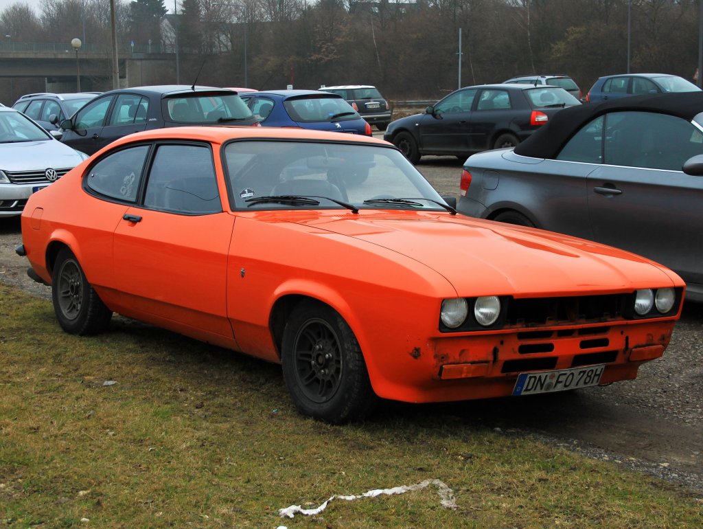 Ford Capri am 01.03.2012 auf einem Parkplatz am Rwth Campus in Aachen.
