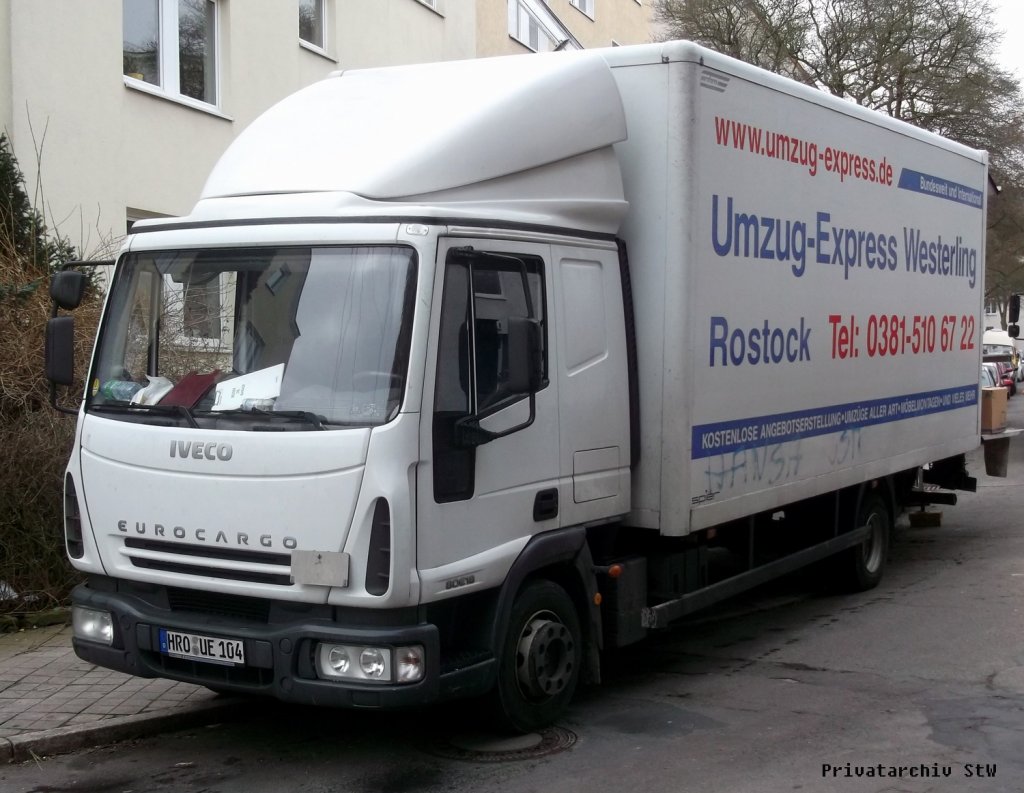 Iveco Eurocargo 80E18 des ''Umzugs-Express Westerling'', Rostock am 27.2.2012