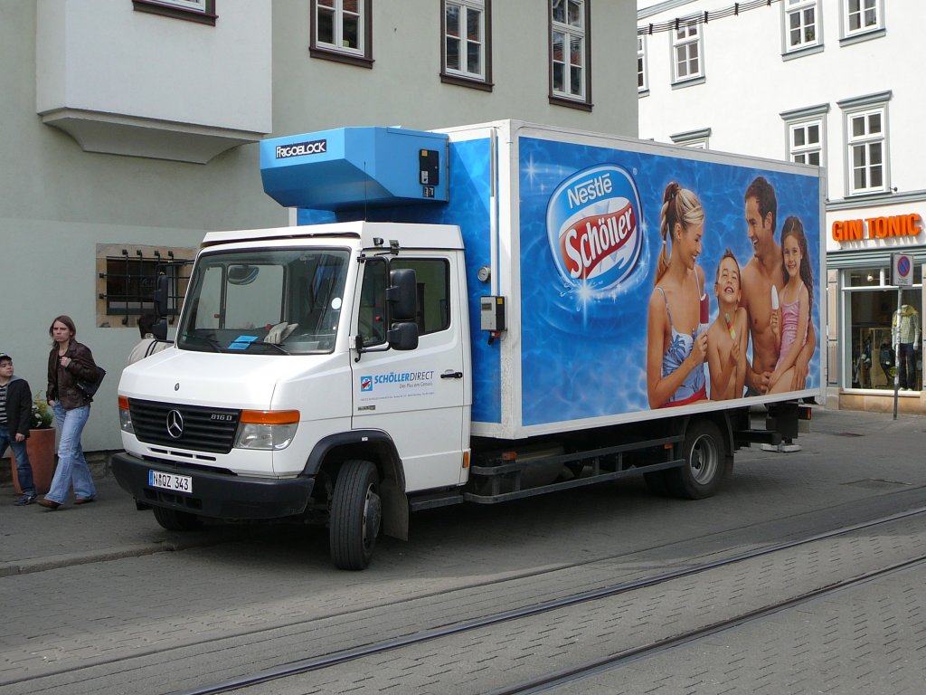 MB Vario als Kühlfahrzeug der Firma SCHÖLLER unterwegs in Erfurt, April 2010