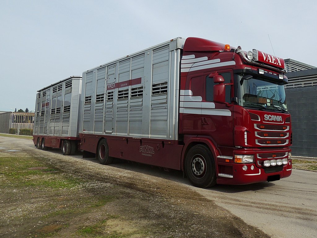SCANIA-Hngerzug von VAEX mit FINKL-Aufbau zum Viehtransport; 121013