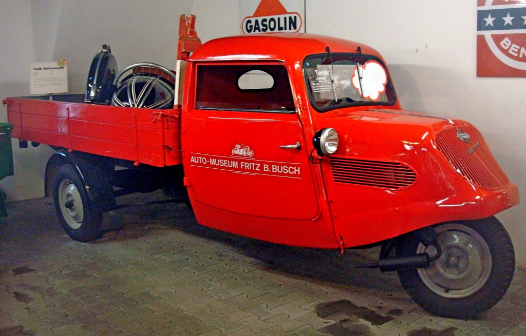 Tempo Hanseat, Baujahr 1955, 2-Zyl.-Motor mit 395ccm und 15PS, Vmax.60Km/h, Zuladung 750Kg, Automuseum Fritz B.Busch, Aug.2012