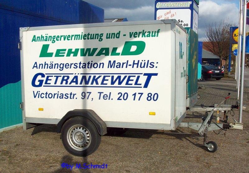 Transport Anhnger Kastenaufbau LEHWALD / Getrnkewelt in Marl 02/03/2010