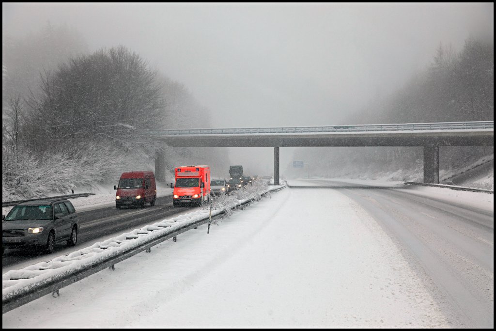 Winterimpression auf der A45 bei Meinerzhagen. (29.01.2010)