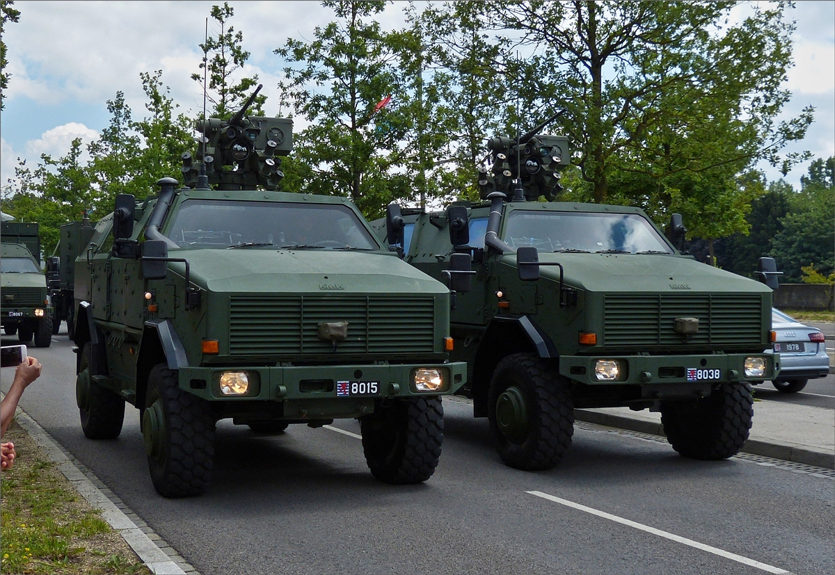  2 KMW Dingo der luxemburgischen Militär waren bei der Parade zum Nationalfeiertag in der Stadt Luxemburg zu sehen. 23.06.2019