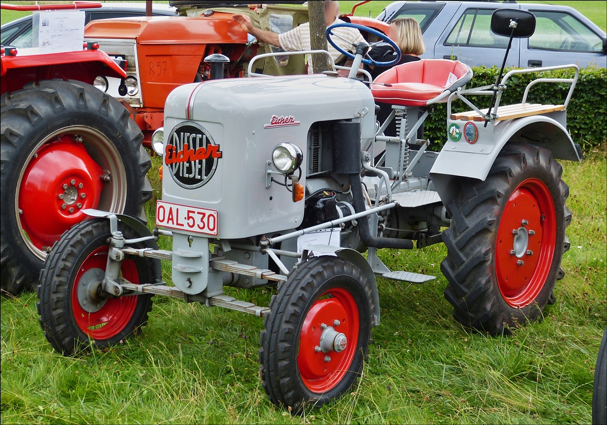 . Eicher Traktor ED 16/ll, Bj 1954, 1 Zyl,  16 Ps, 1425 ccm, aufgenommen beim Traktorentreffen in Consdorf(L) am 20.07.2014.