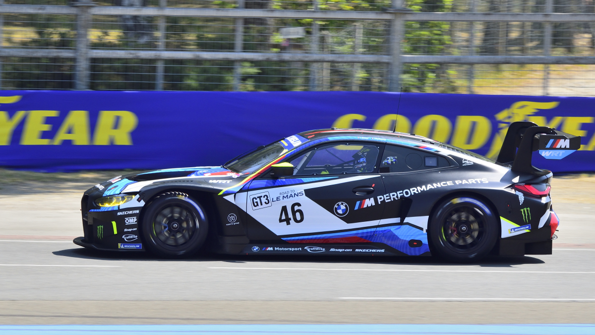 #46 Team WRT, BMW M4 GT3, Fahrer: Jérôme Policand & Valentino Rossi. beim 8. Road to Le Mans Cupg, die am 8. und 9. Juni 2023 in Le Mans, support Rennen der 24h Le Mans ausgetragen wurde. An dem Rennen nehmen Fahrzeuge der LMP3- und GT3-Kategorie teil, die in ihren jeweiligen Klassen antreten