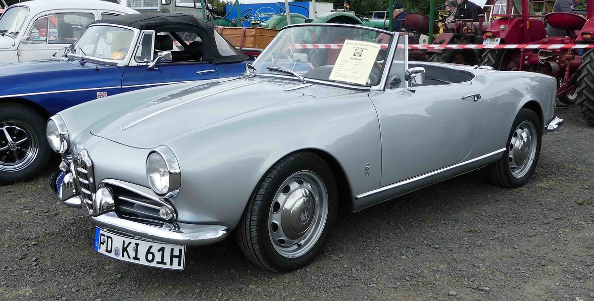 =Alfa Romeo Guiletta Spider Veloce, Bj. 1961, 90 PS, gesehen bei der Oldtimerausstellung Kiebitzgrund im Juni 2018