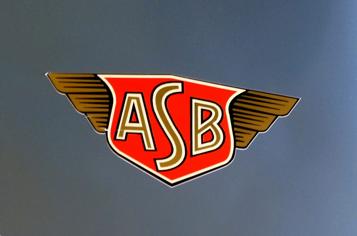 ASB Arbeitsgemeinschaft Schulze&Beckmann, Logo am Kleinroller R50 von 1954, die Firma in Bielefeld baute von 1953-55 Motorroller, Mopeds und Lastendreirder, Nov.2014