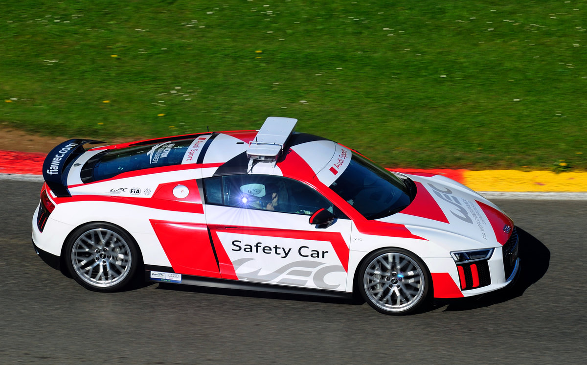 Audi R8 V10, auf Inspektions- Fahrt vorm FIA WEC 6h Langstrecken- WM Rennen am 6.Mai 2017 in Spa Francorchamps