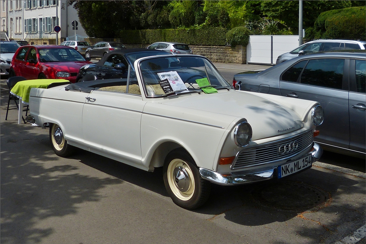 Audi Union 1000 Sp Roadster, Bj 1962, 3 Zyl., 900ccm, gesehen beim Oldtimertreff in Remich. 14.07.2019