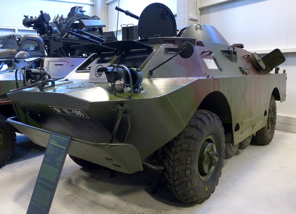 BRDM-2, schwimmfähiger Panzerspähwagen aus sowjetischer Produktion ab 1966, exportiert in 21 Länder, Militärmuseum Pivka, Juni 2016