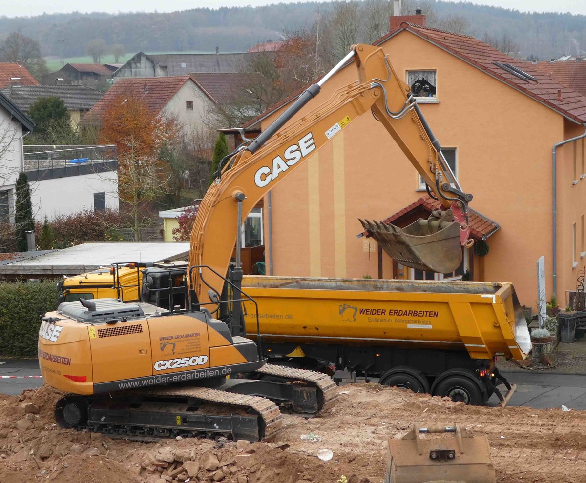 =Case CX 250 D von  weider-erdarbeiten  eingesetzt auf einer Baustelle in Petersberg-Marbach im November 2018