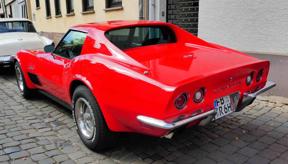 =Chevrolet Corvette C3, Bj. 1972, 5,7 l, 200 PS, ausgestellt beim Sockenmarkt in Lauterbach, 09-2018
