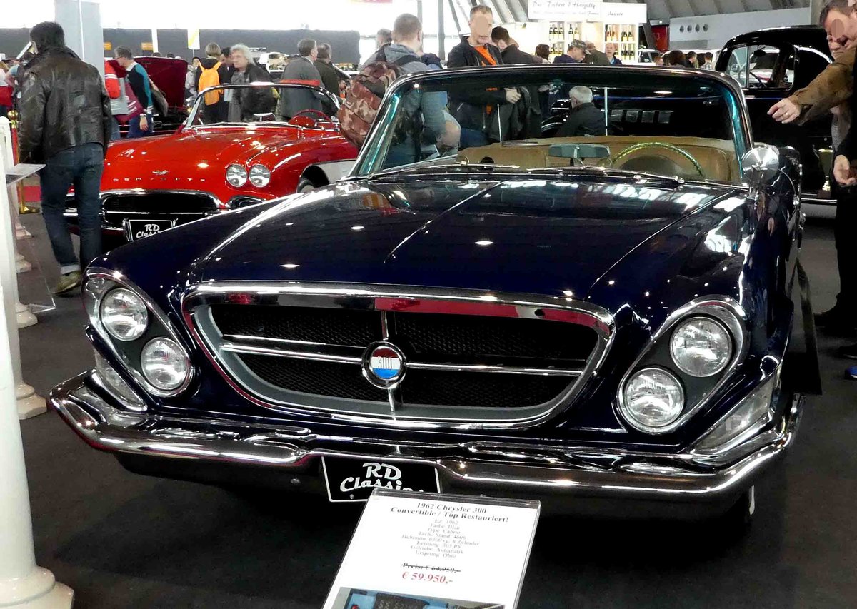 =Chrysler 300 Convertible, Bj. 1962, 6300 ccm, 305 PS, ausgestellt bei den Retro Classics in Stuttgart, 03-2019