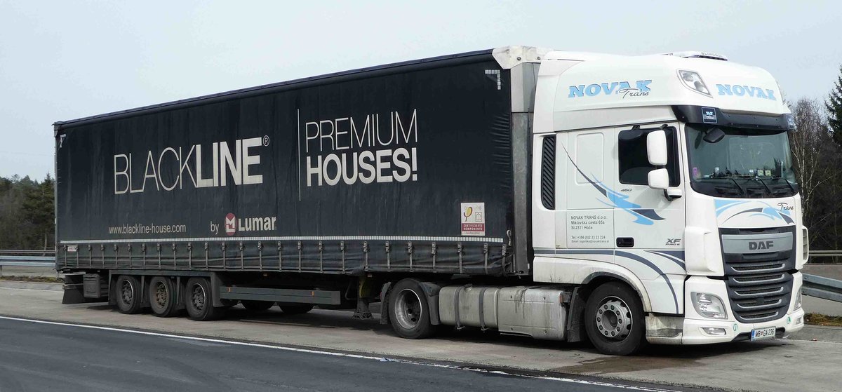 =DAF XF von NOVAK-Trans rastet im März 2018 an der A7