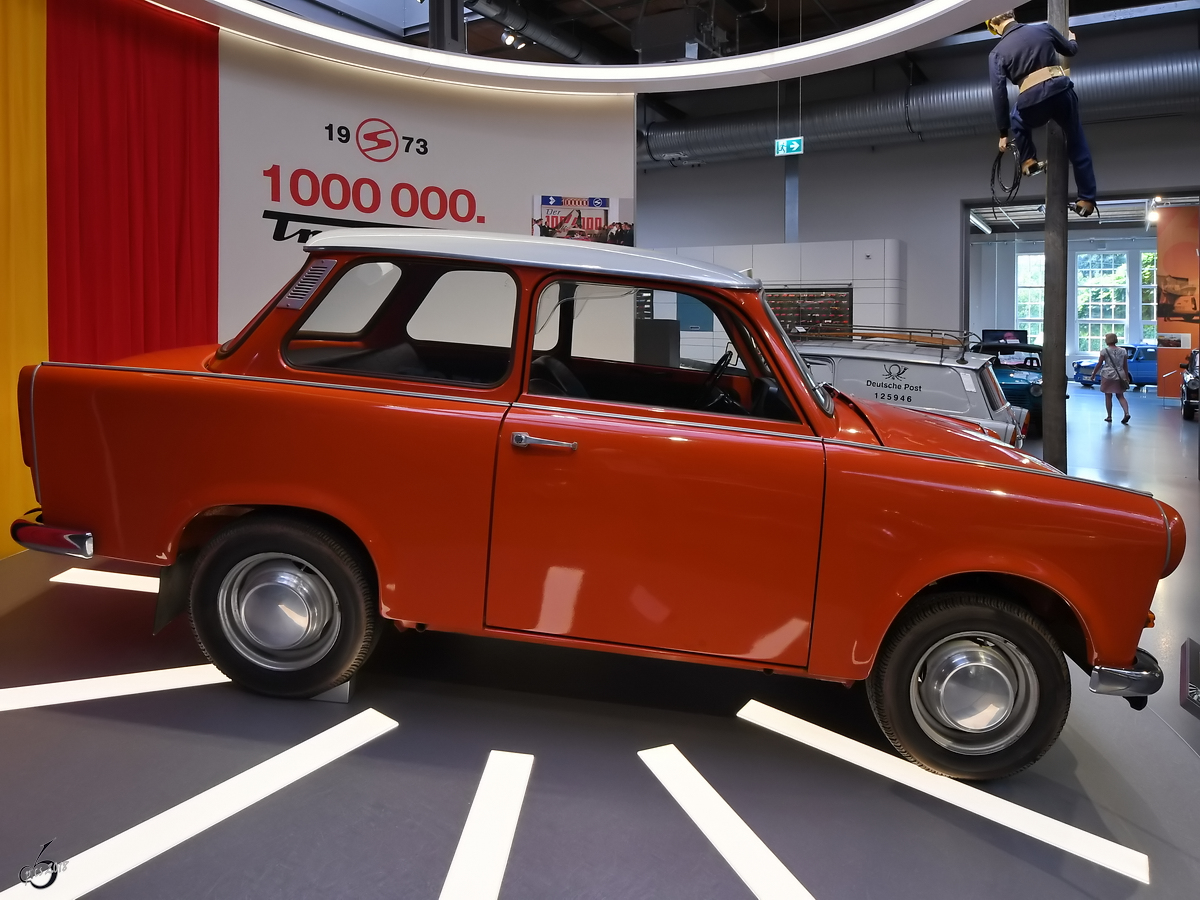 Der 1.000.000te Trabant im korrekten sozialistischen Farbkleid. (August Horch Museum Zwickau, August 2018)