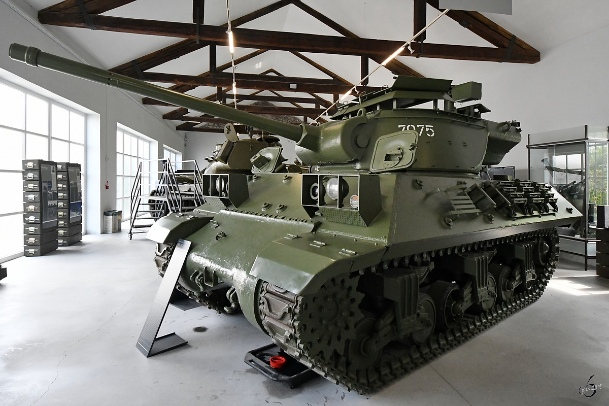 Der Jagdpanzer M36 Jackson ist Teil der Ausstellung im Park der Militärgeschichte in Pivka. (August 2019)