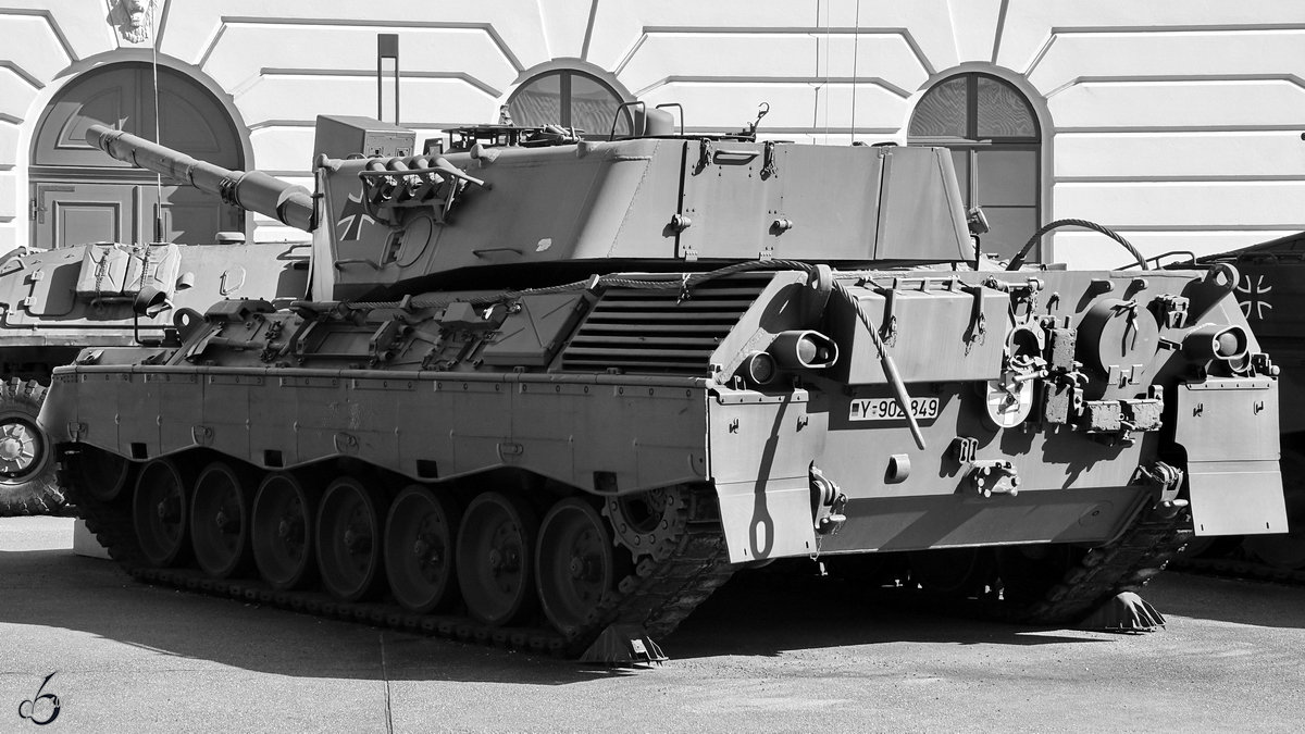 Der Kampfpanzer Leopard 1A4 im Militärhistorischen Museum der Bundeswehr. (Dresden, April 2018)