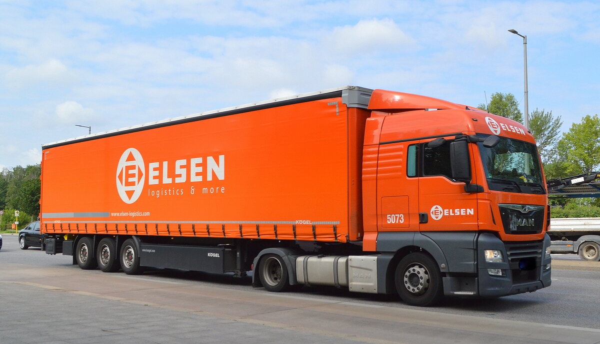 Der Transportlogistiker ELSEN Holding GmbH mit einem MAN Sattelzug am 23.07.21 Berlin Marzahn.
