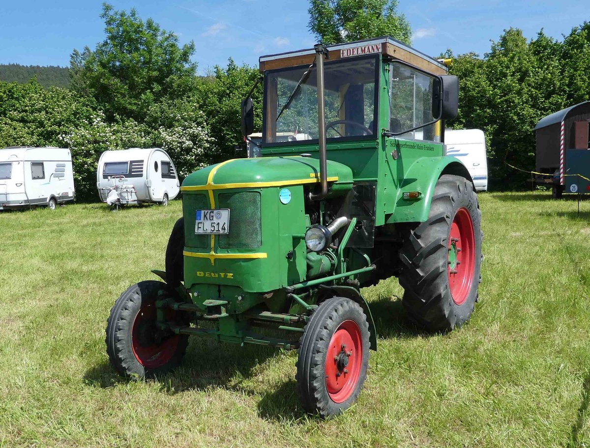 =Deutz F1L514, ausgestellt bei der Traktorenaustellung der Fendt-Freunde Bad Bocklet im Juni 2019