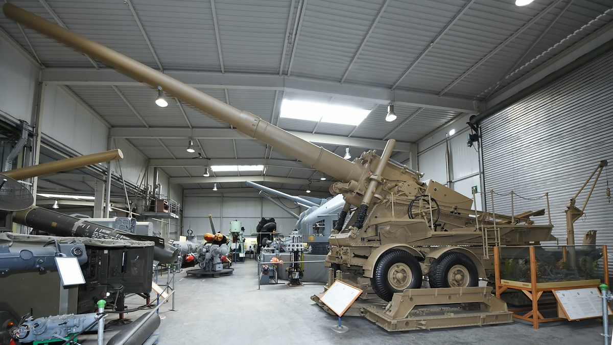 Die 24-cm-Kanone K-3 Vz der Wehrmacht Mitte August 2018 in der Wehrtechnischen Studiensammlung Koblenz.