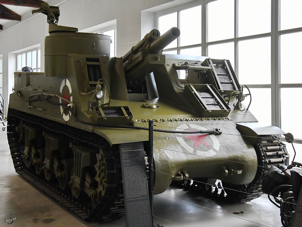 Die Panzerhaubitze M7 Priest war Ende August 2019 im Park der Militärgeschichte in Pivka zu sehen.