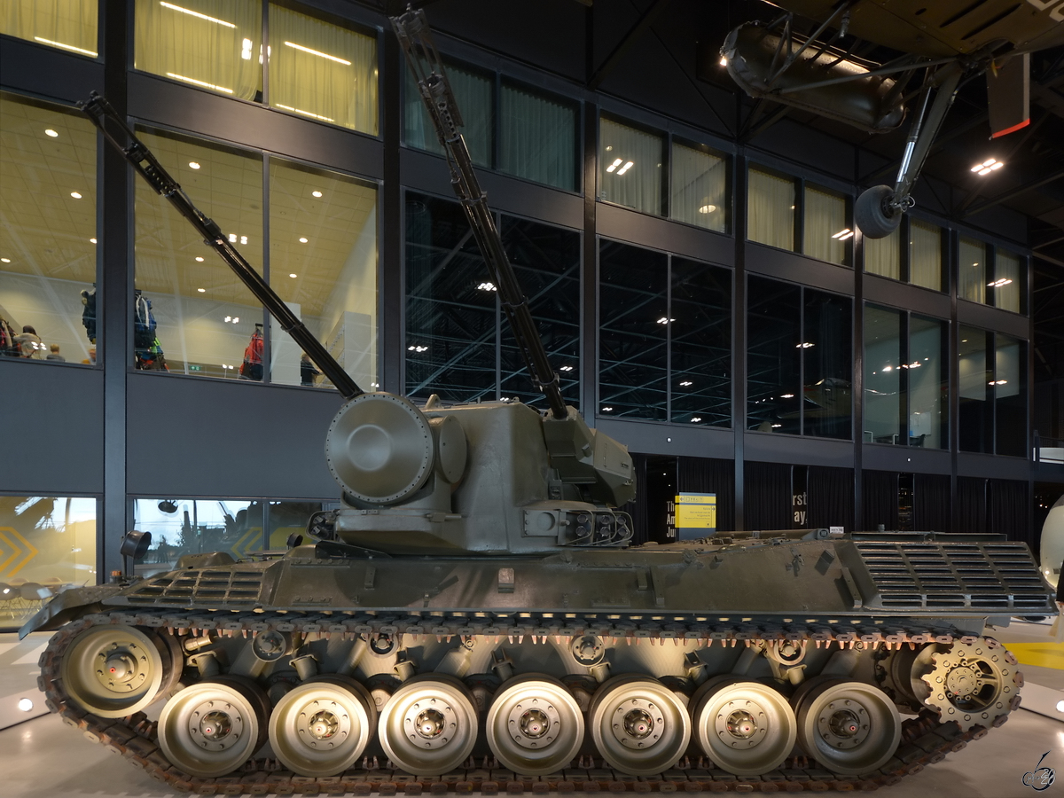 Dieser Flugabwehrkanonenpanzer Cheetah PRTL war Ende Dezember 2016 im Nationalen Militärmuseum Soesterberg zu sehen.