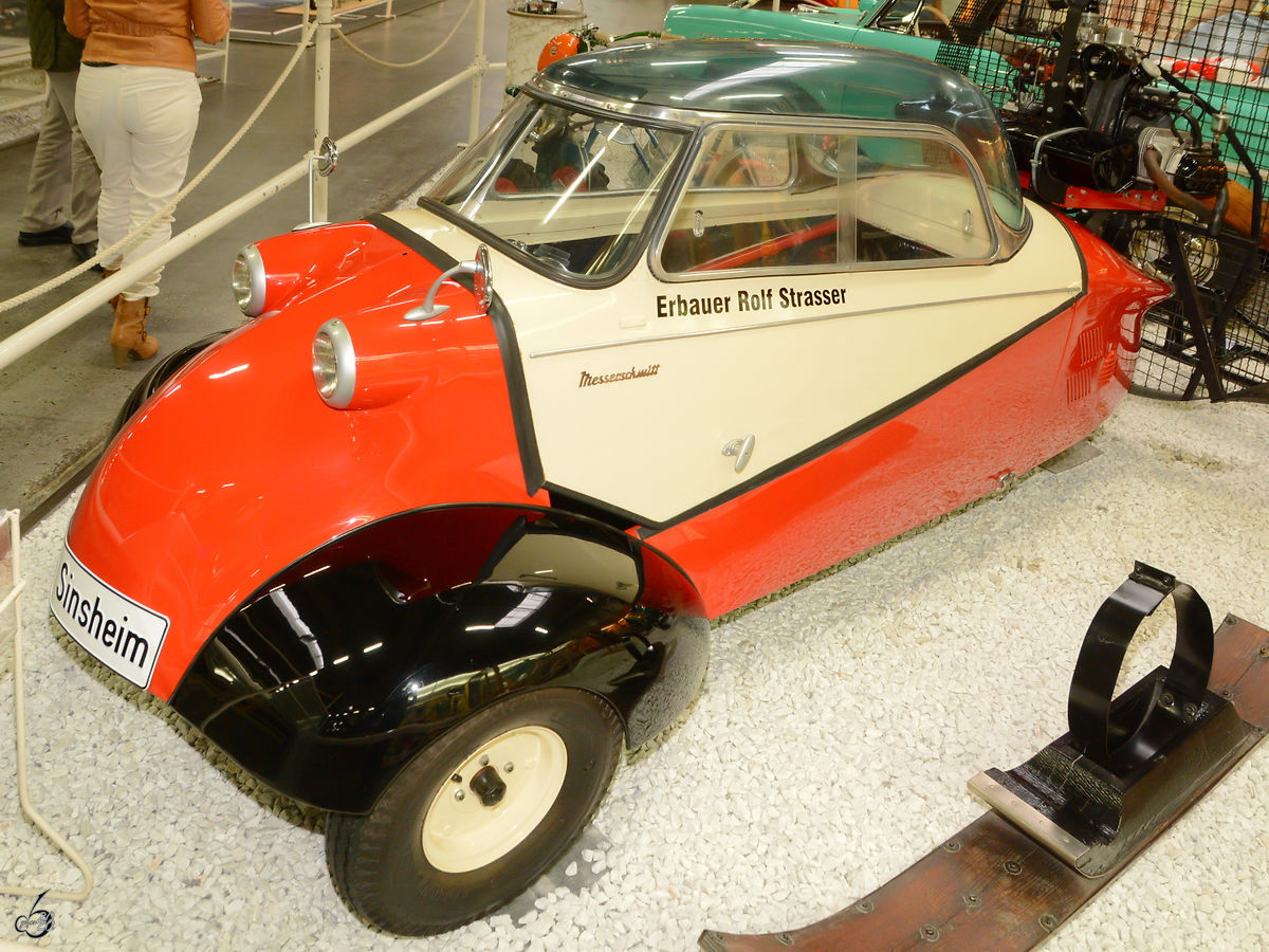 Dieser modifizierte Messerschmitt KR 200 Kabinenroller ist Teil der Ausstellung im Auto- und Technikmuseum Sinsheim. (Dezember 2014)