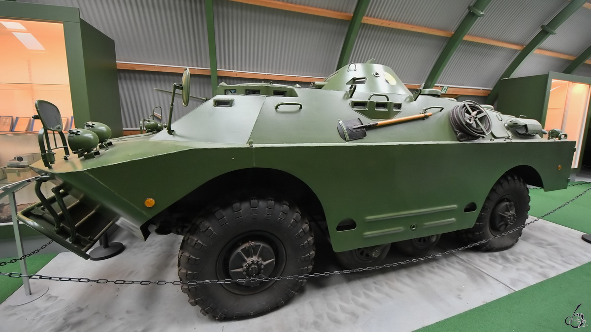 Dieser Schützenpanzerwagen SPW-40P2 (BRDM-2) war Mitte November 2022 im NVA Museum Prora zu sehen.