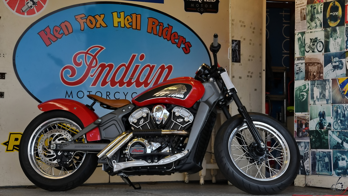 Dieses Indian-Motorrad war Mitte Juli 2017 in Fairford ausgestellt.