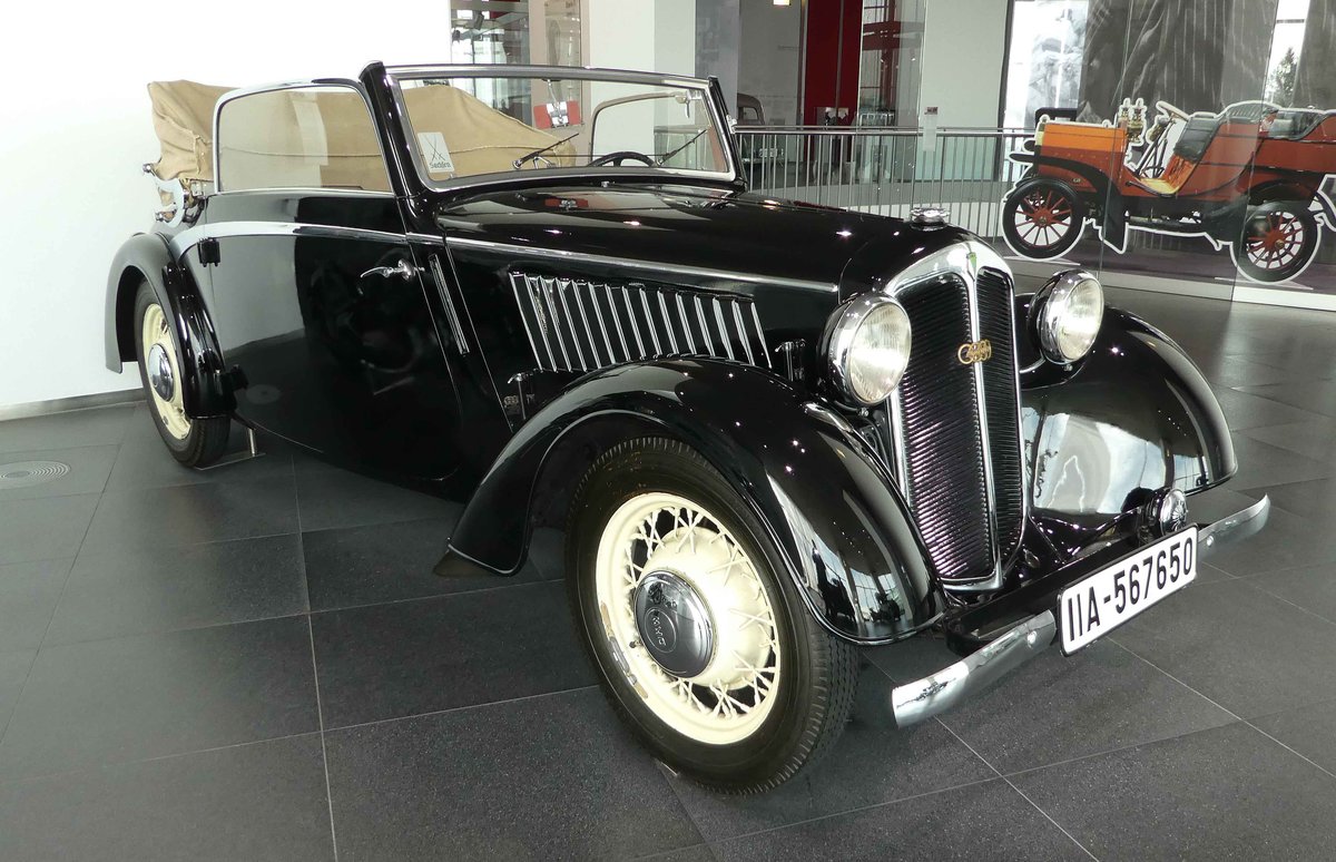 =DKW F 5, Bj. 1937, 684 ccm, 20 PS, gesehen im Audi-Museum Ingolstadt im April 2019.