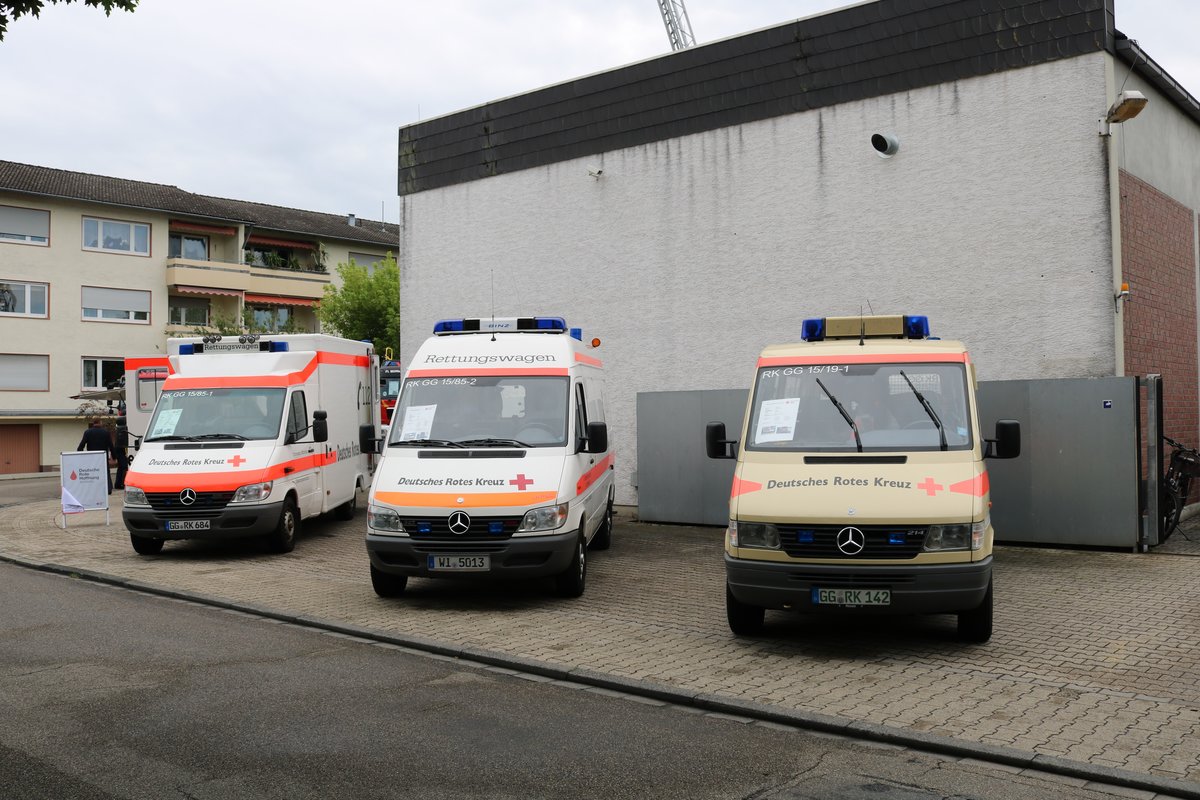 Drei Mercedes Benz Sprinter des DRK Mörfelden am 16.06.19 beim Kreisfeuerwehrtag in Mörfelden 
