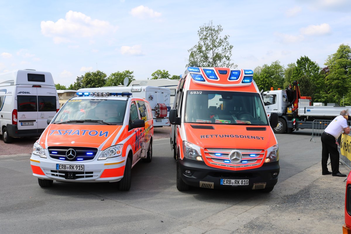 DRK Mercedes Benz Vito NEF und Sprinter RTW am 26.05.19 beim Kreisfeuerwehrtag in Michelstadt (Odenwald)