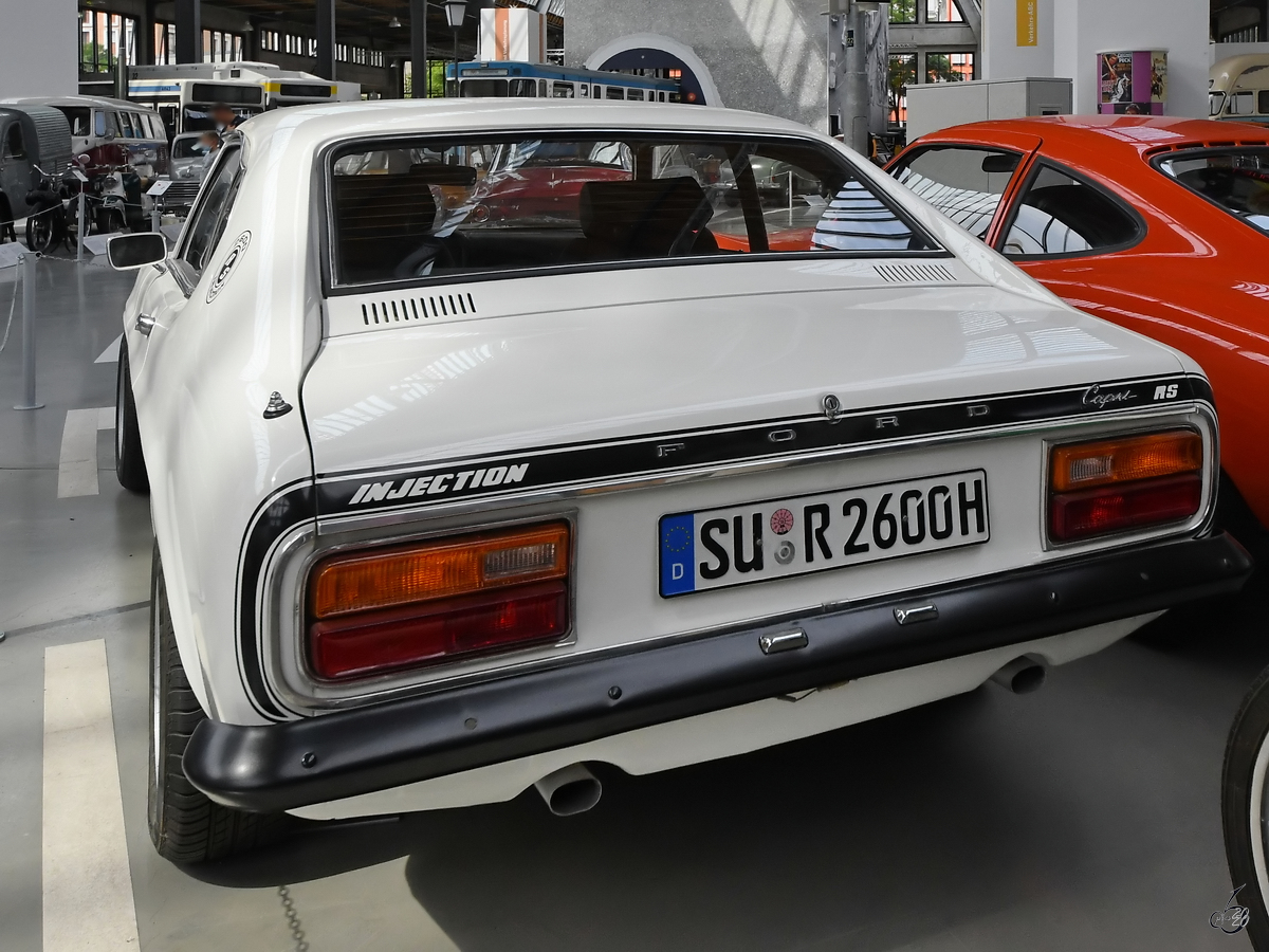Ein Ford Capri RS war Mitte August 2020 im Verkehrszentrum des Deutschen Museums in München zu sehen.