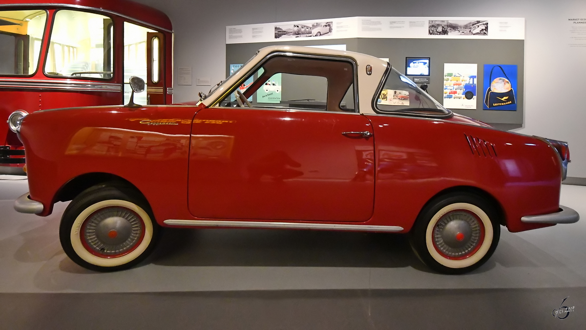 Ein Goggomobil Coupé TS 250 war Anfang Juni 2019 im DB-Museum Nürnberg zu sehen.